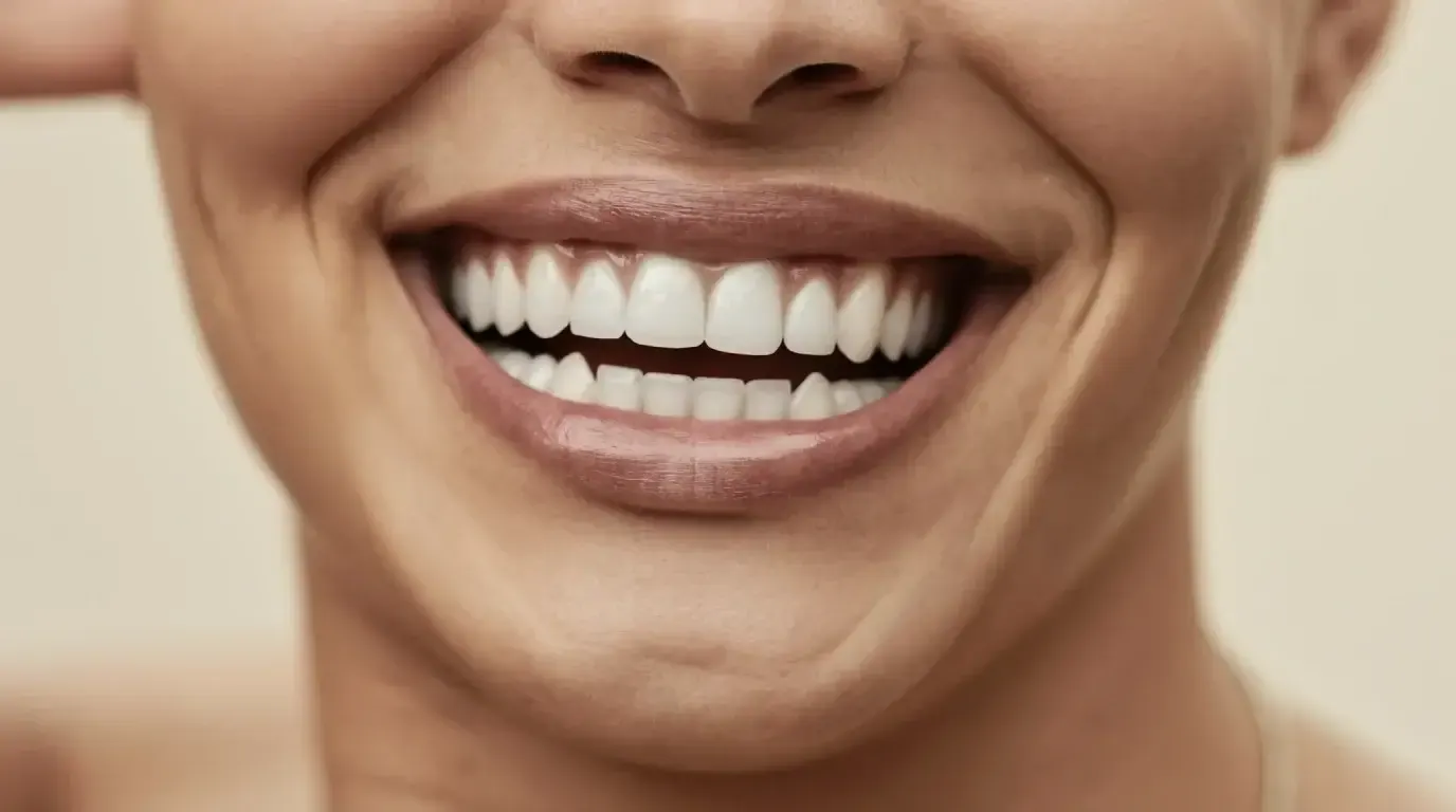 Sonrisa con dientes blancos y alineados